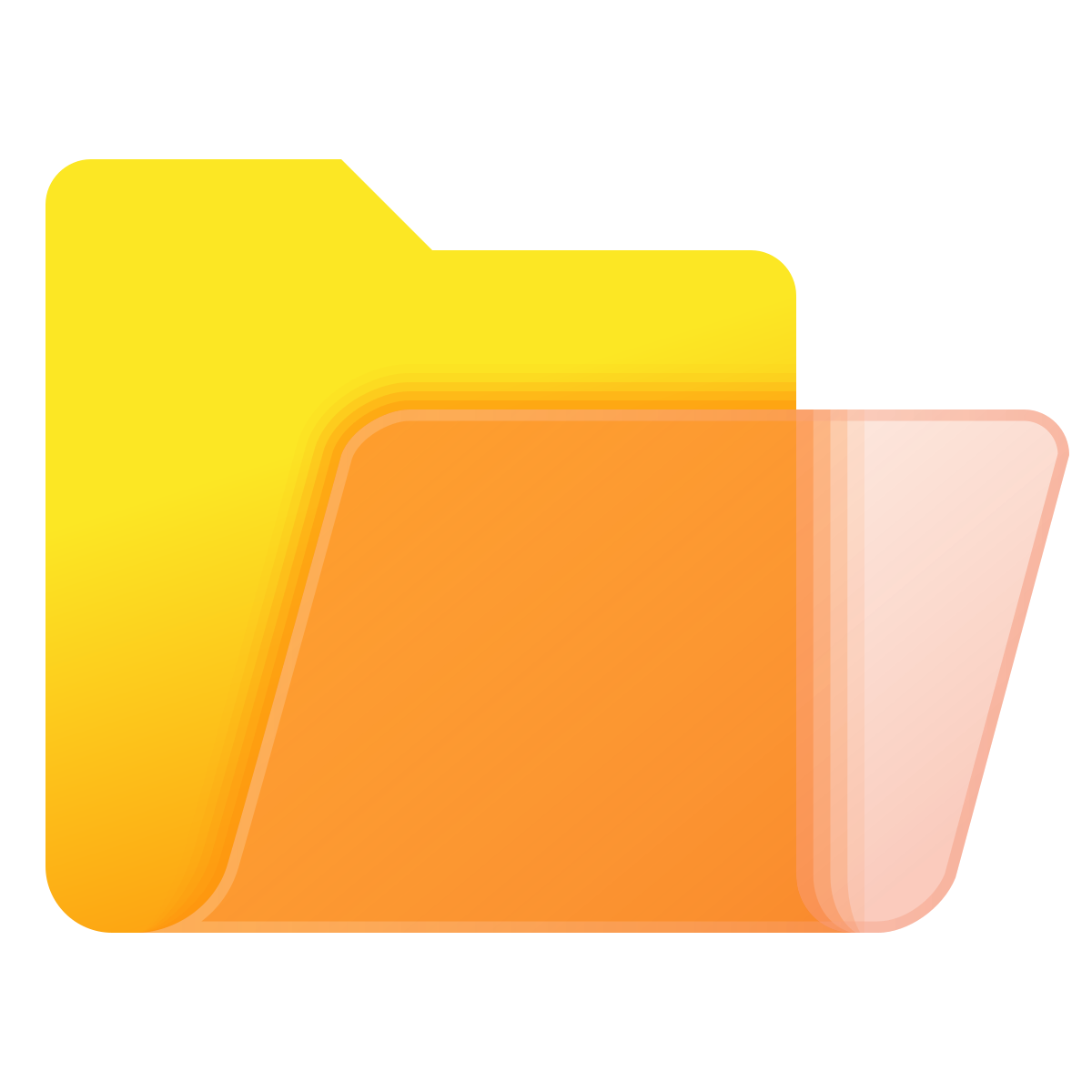 glassmorphism style opened folder icon