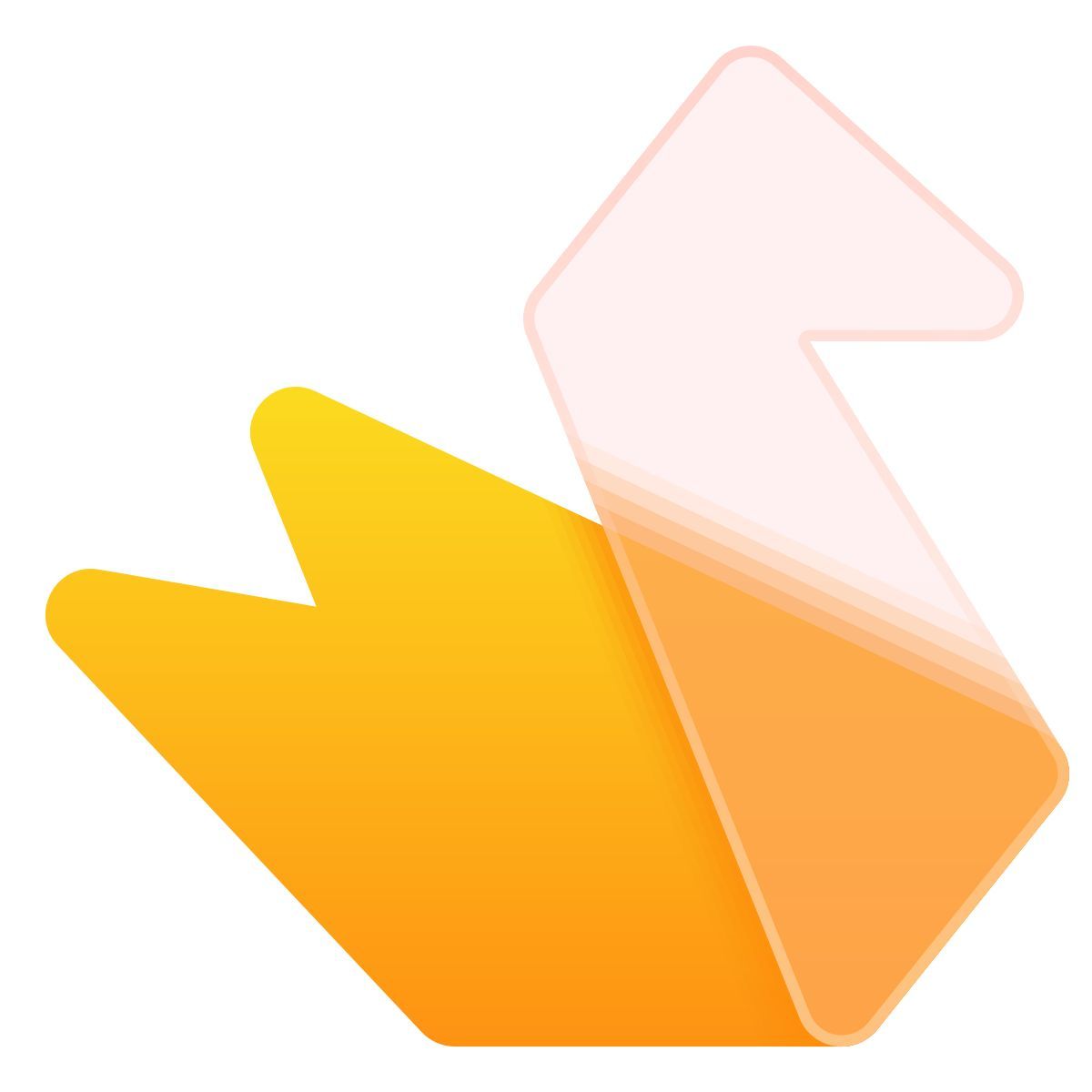 glassmorphism style 종이 접기 icon