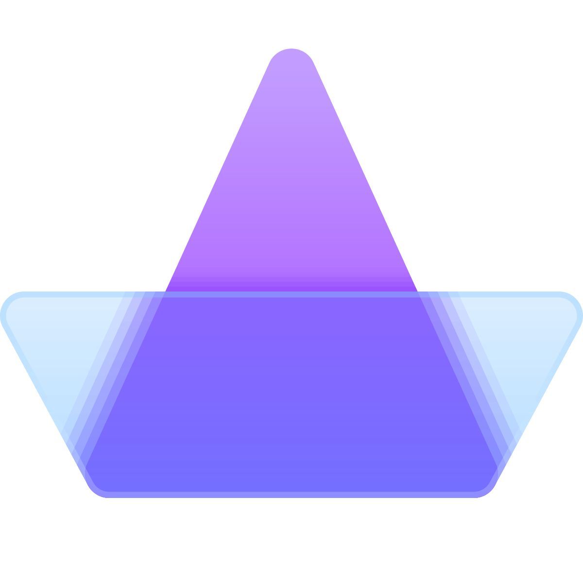 glassmorphism style paper ship icon