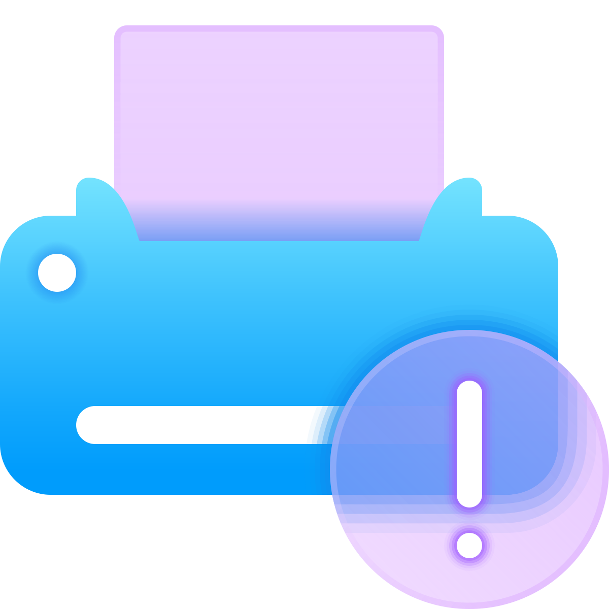glassmorphism style printer error icon