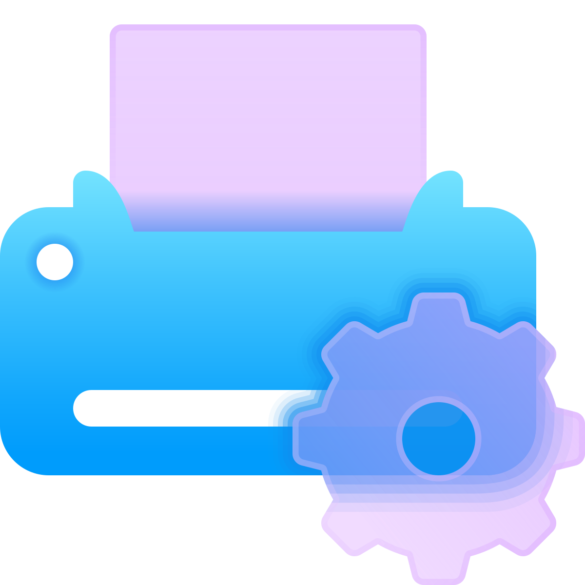 glassmorphism style printer maintenance icon