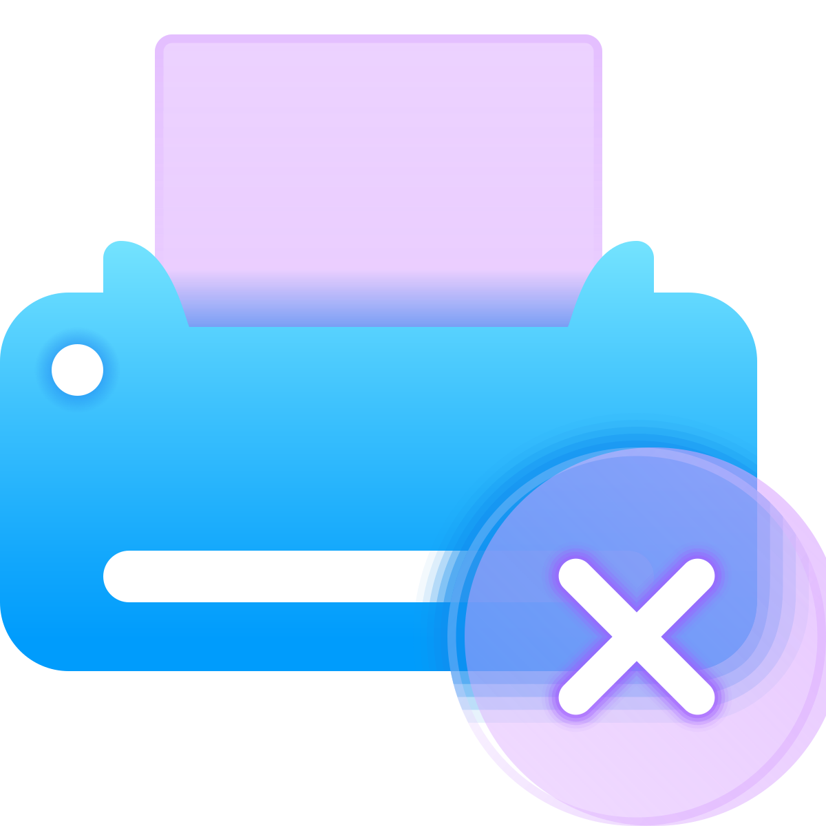 glassmorphism style printer out of paper icon