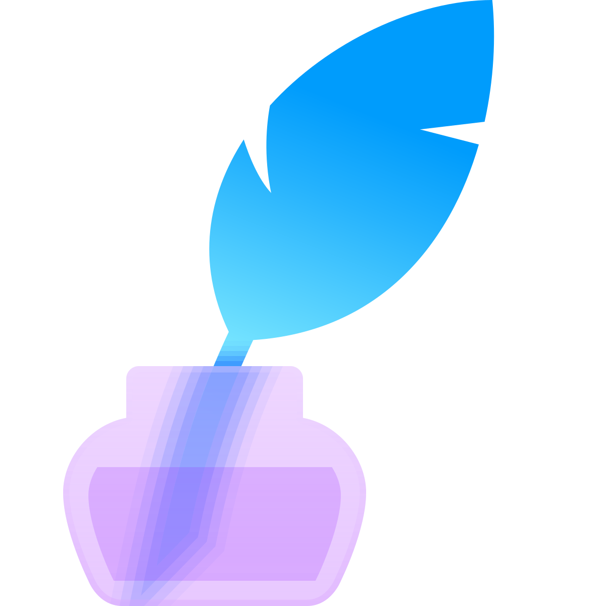 glassmorphism style quill with ink icon