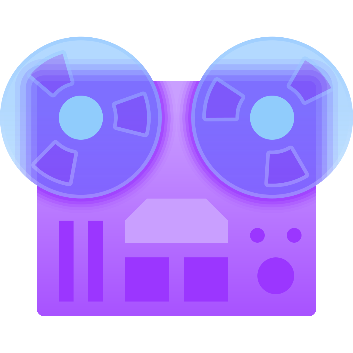 glassmorphism style reel to reel  icon