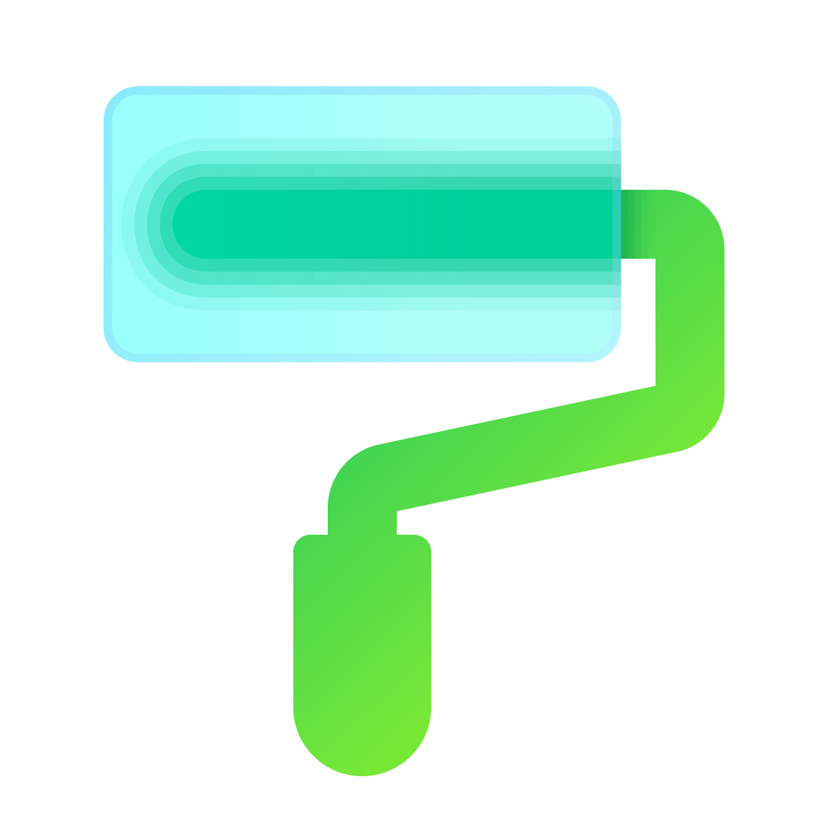 glassmorphism style roller brush icon
