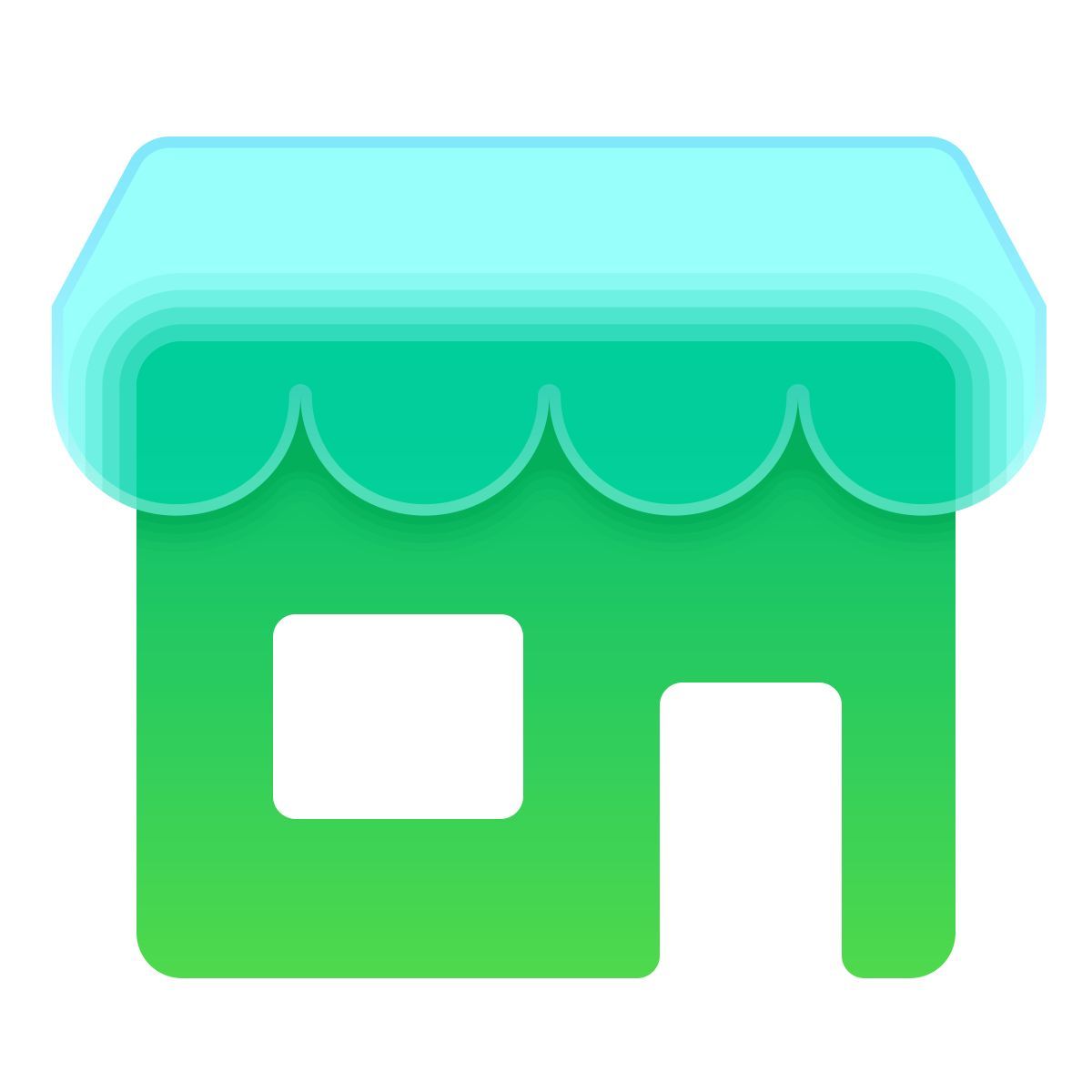 glassmorphism style 가게 icon