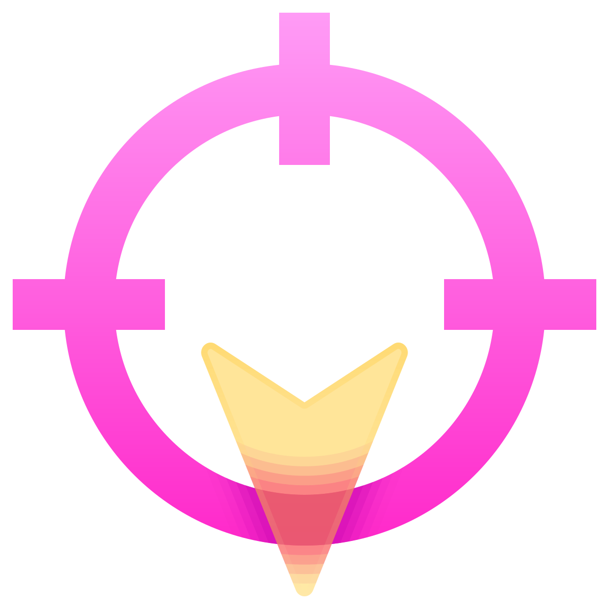glassmorphism style south direction icon