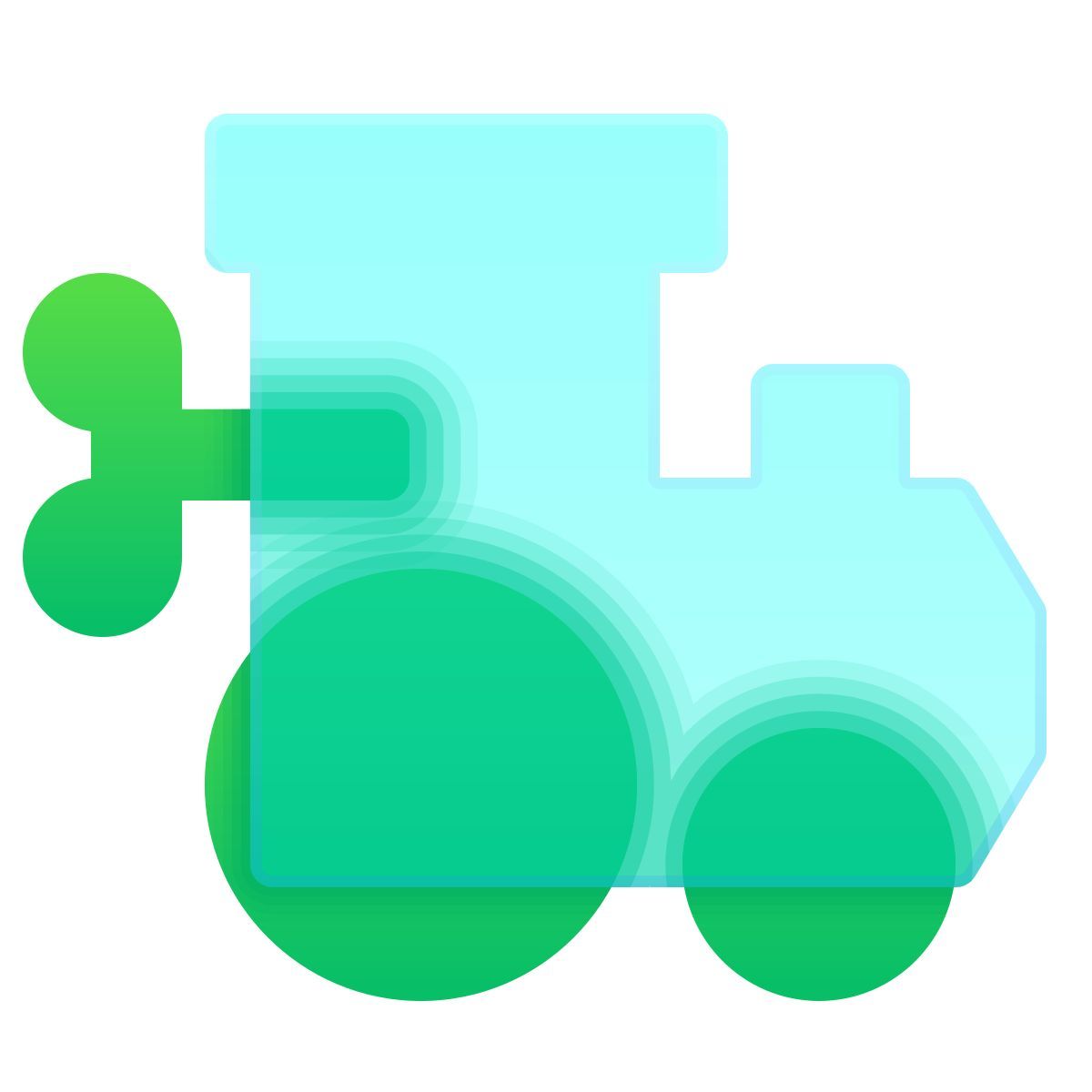 glassmorphism style tren de juguete icon