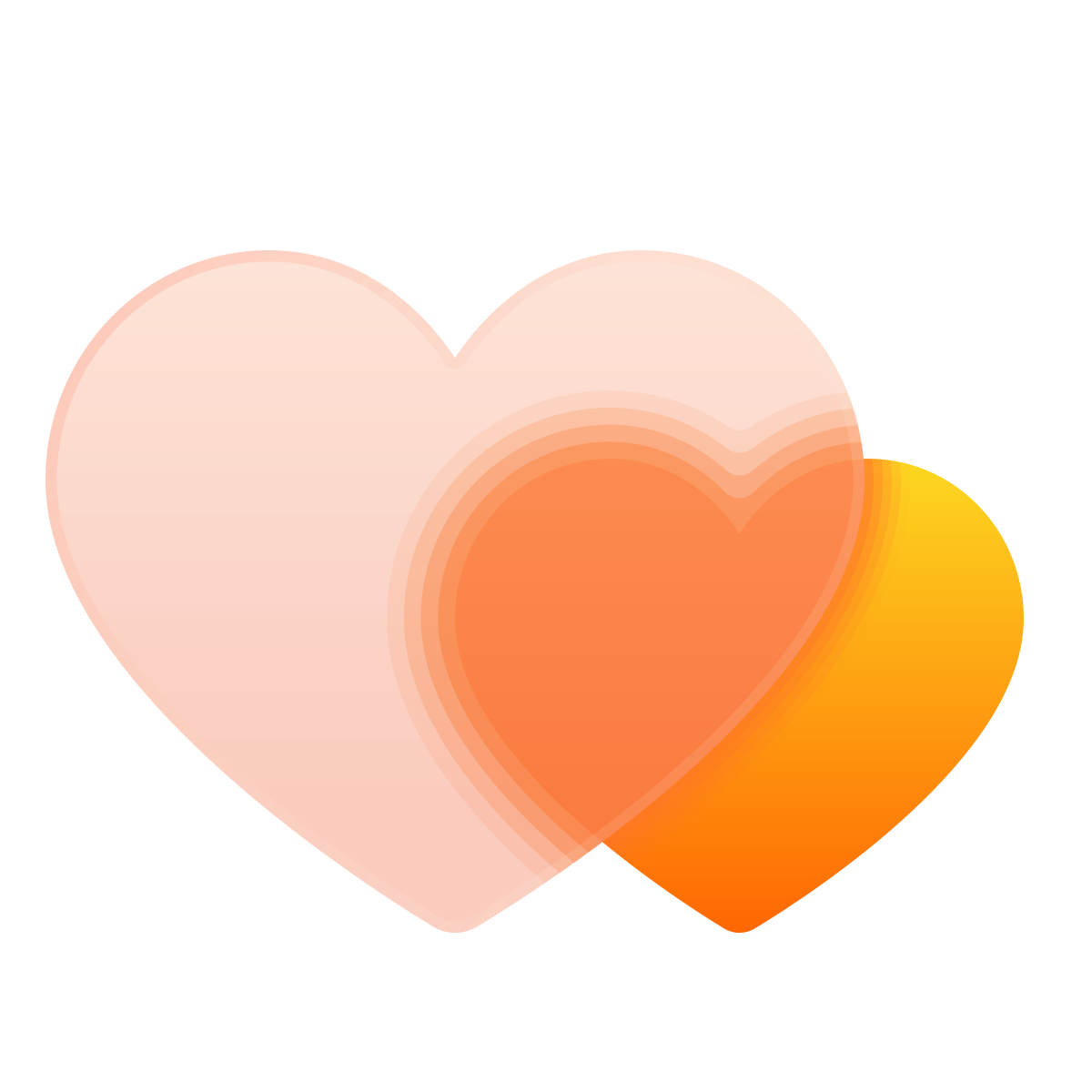 glassmorphism style two hearts icon