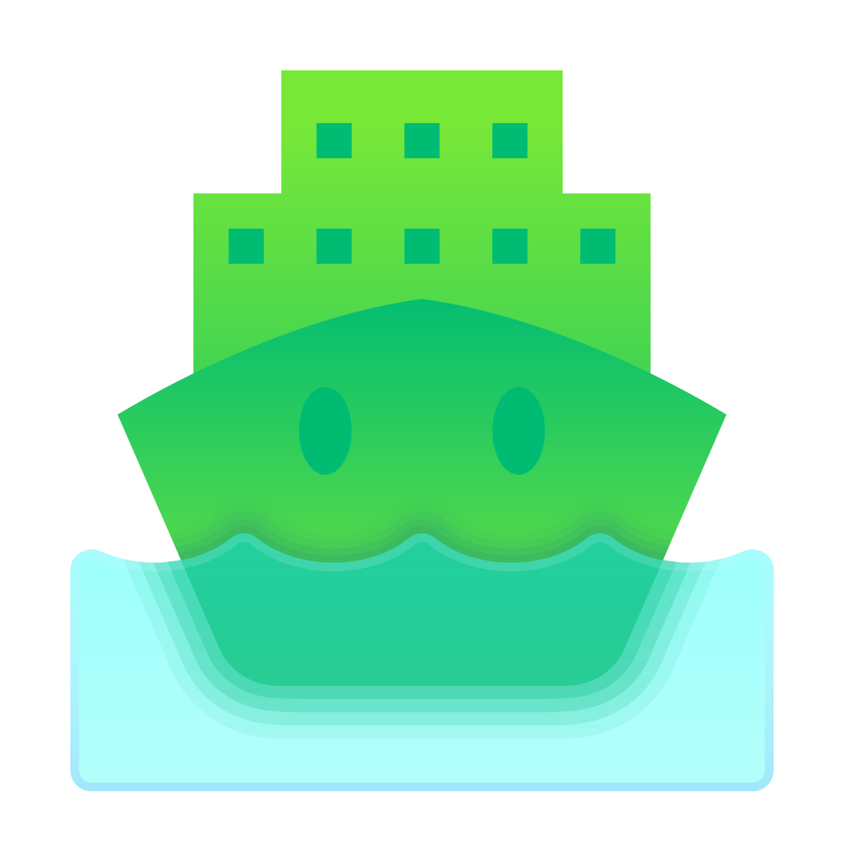 glassmorphism style water transportation icon