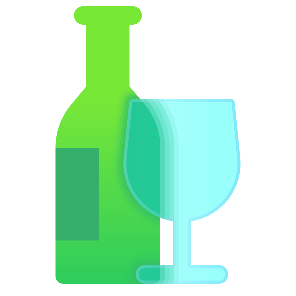 glassmorphism style wine and glass icon