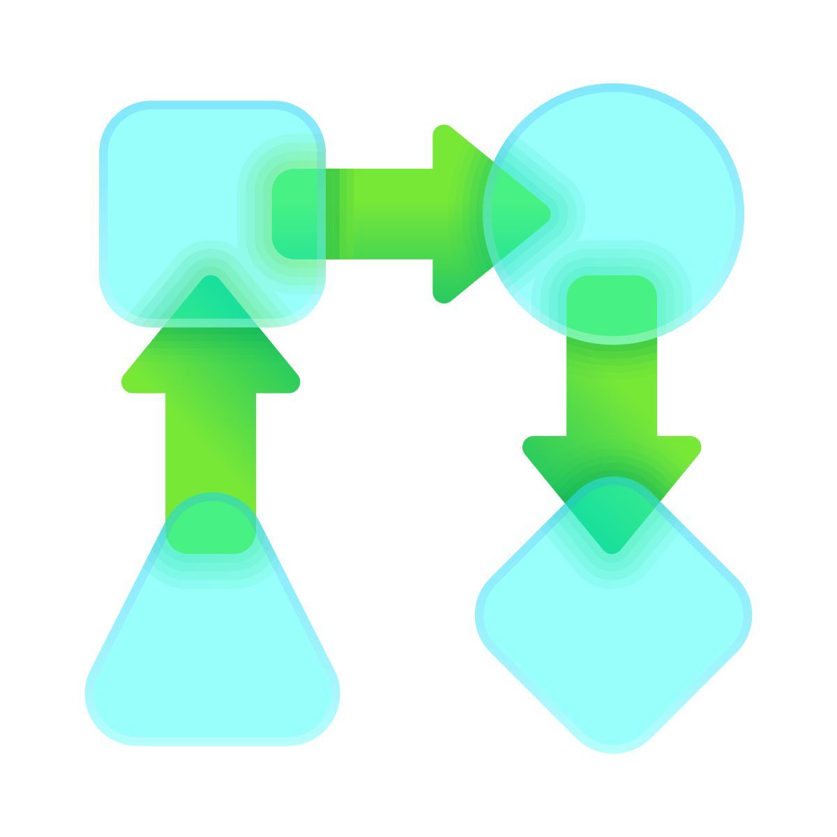 icona flusso di lavoro glassmorphism stile