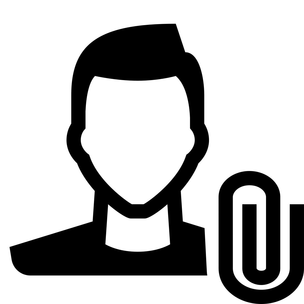 glyph neue style adjuntar curriculum vitae masculino icon