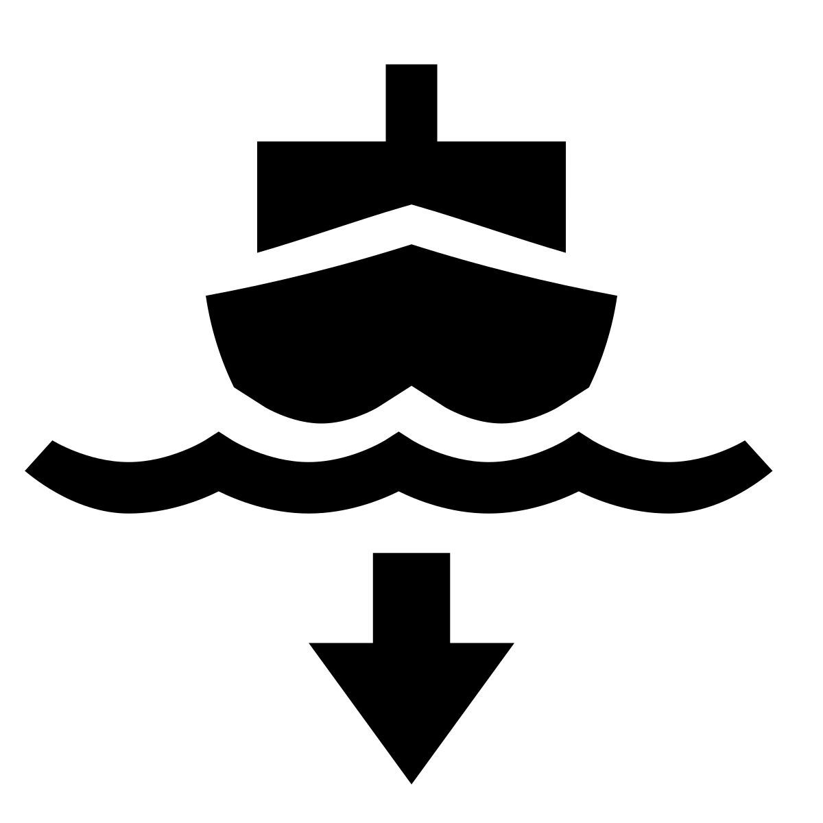 glyph neue style boat returning to port icon