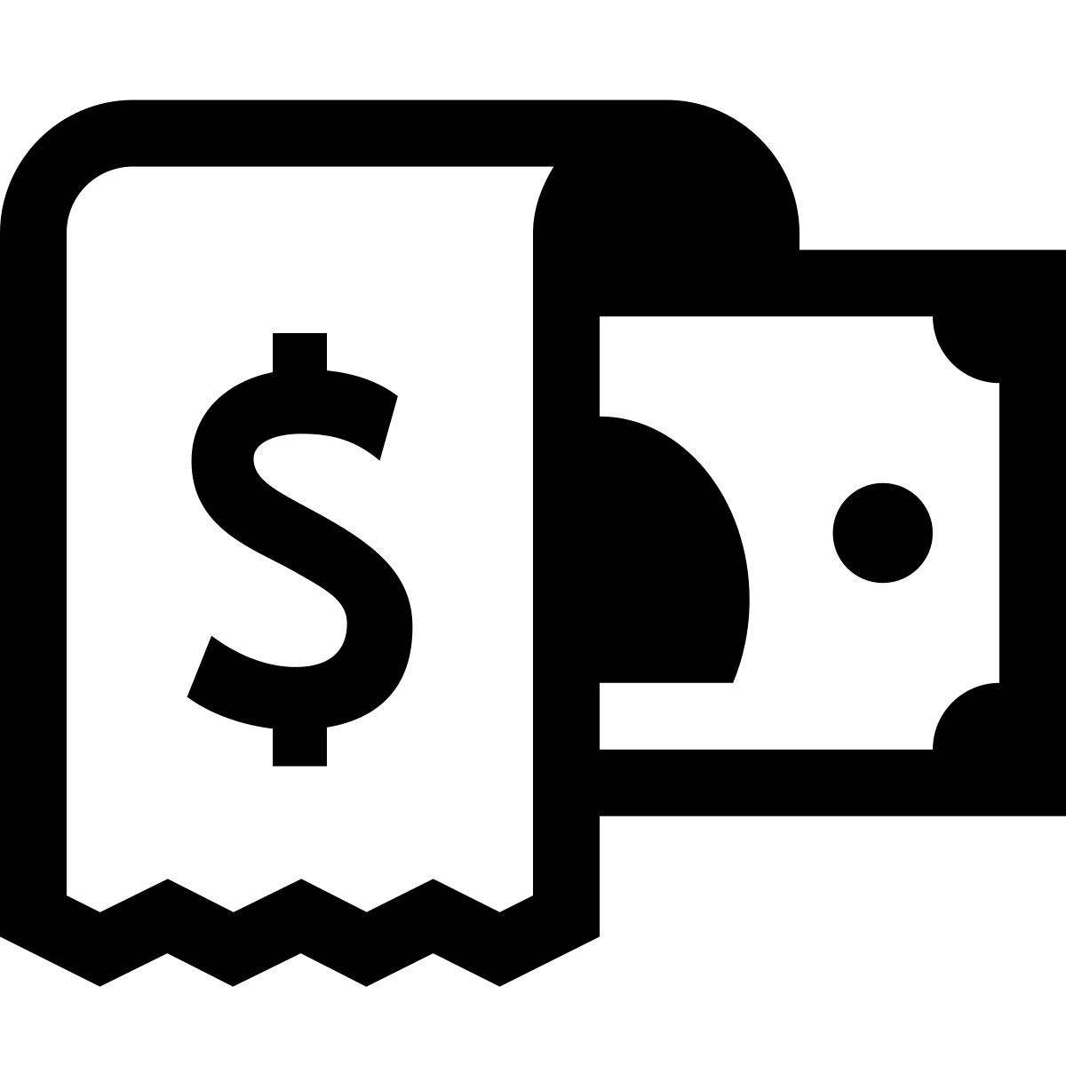 glyph neue style cash receipt icon