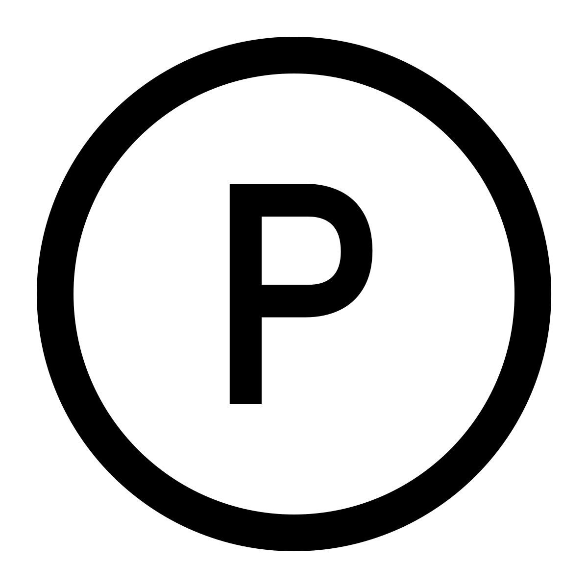 glyph neue style p en un círculo icon