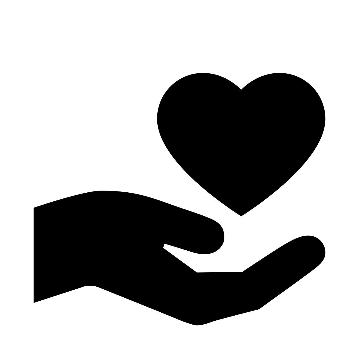 glyph neue style hand haltendes herz icon