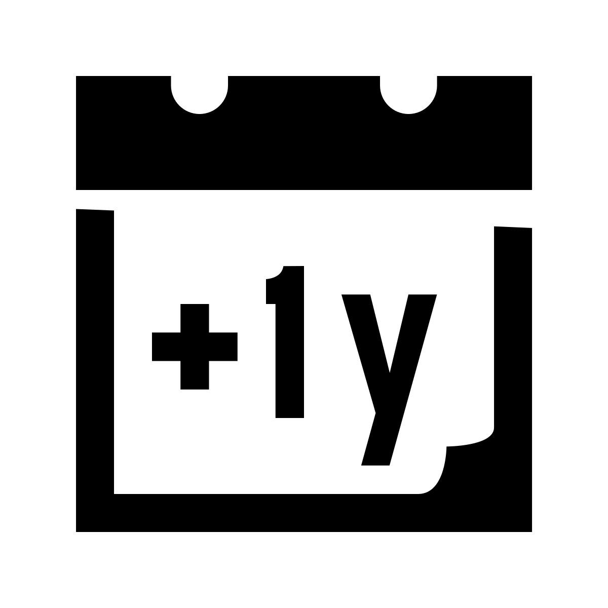 glyph neue style plus 1 année icon
