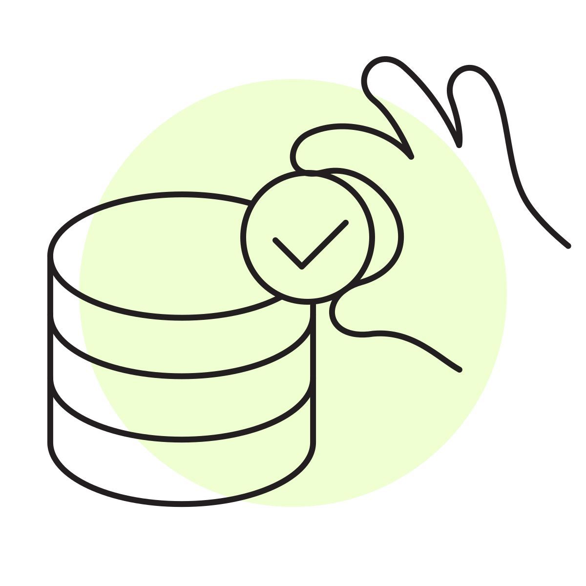 handsy style aceptar la base de datos icon