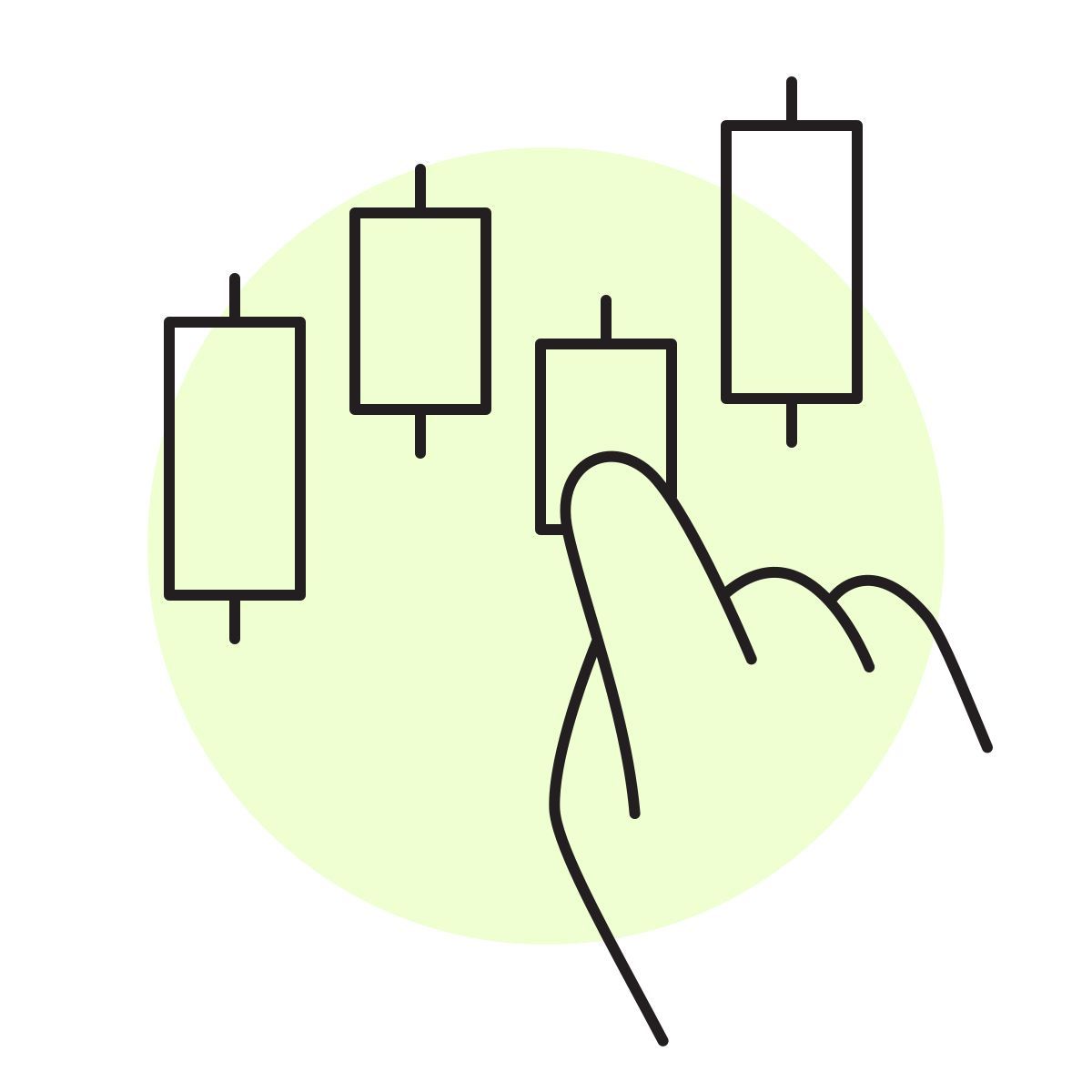 handsy style candlestick chart icon