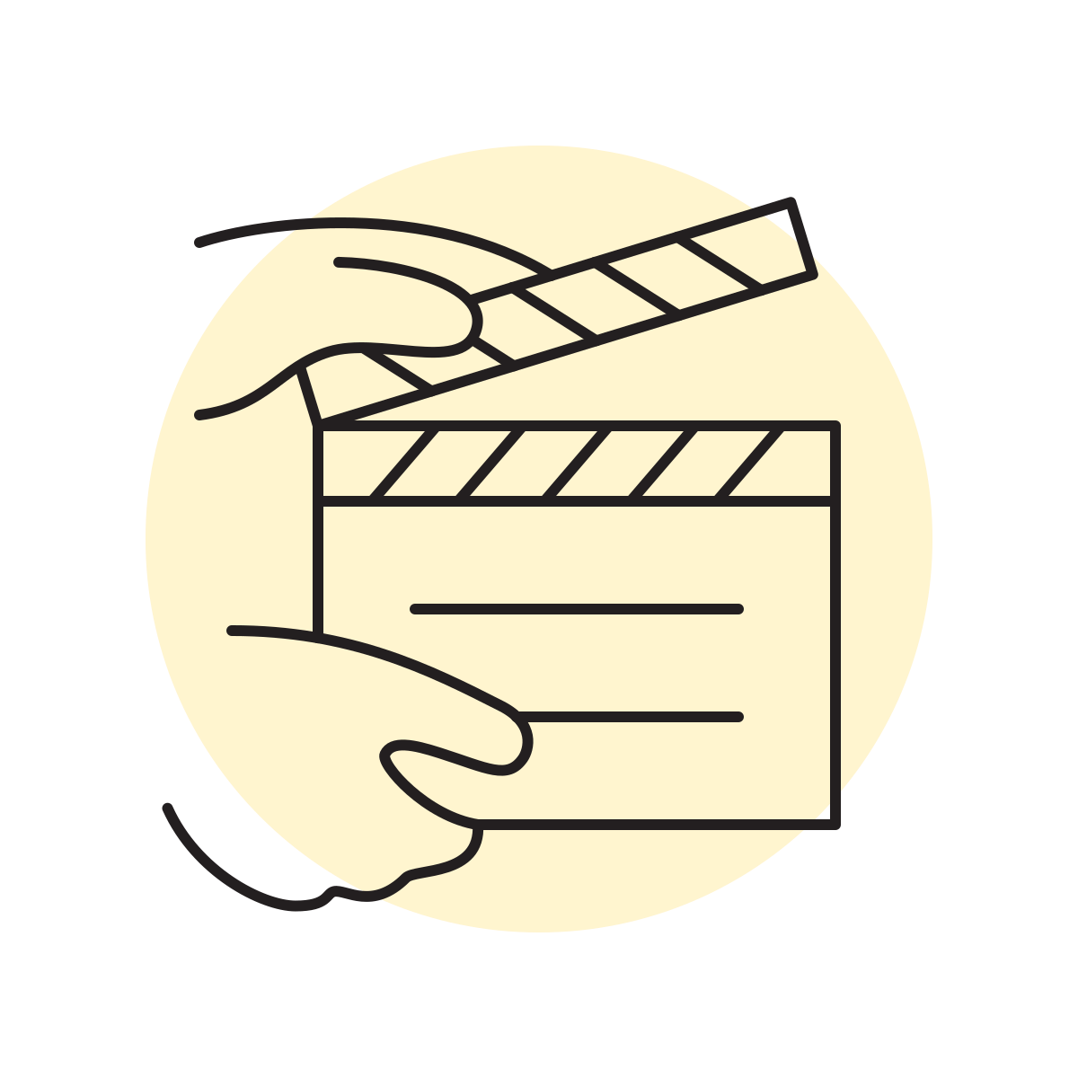 handsy style clapperboard icon