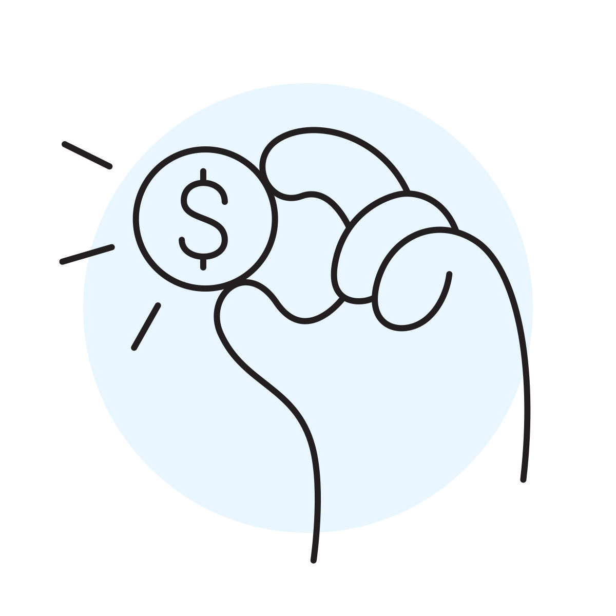 handsy style coin in hand icon