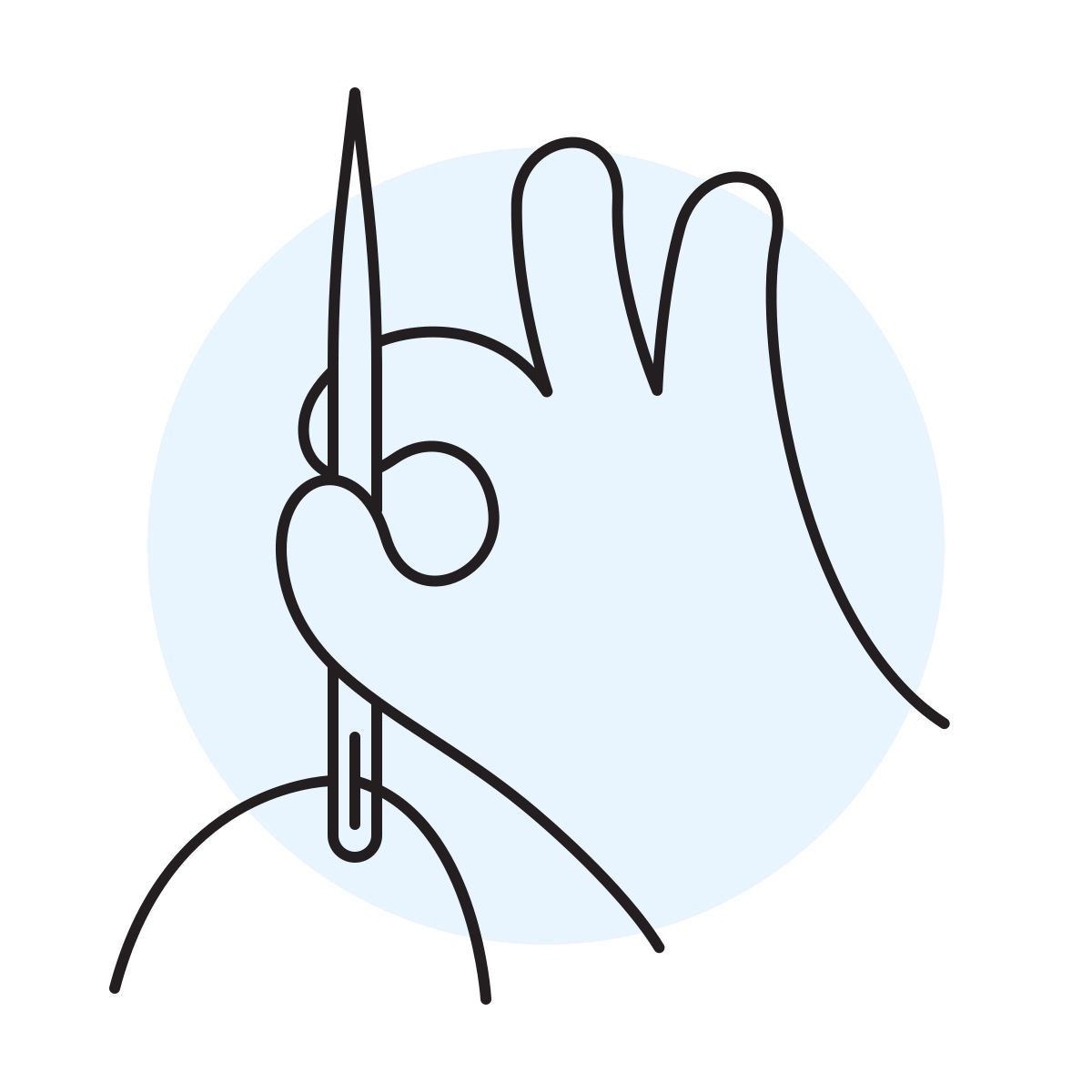 handsy style hand holding needle icon