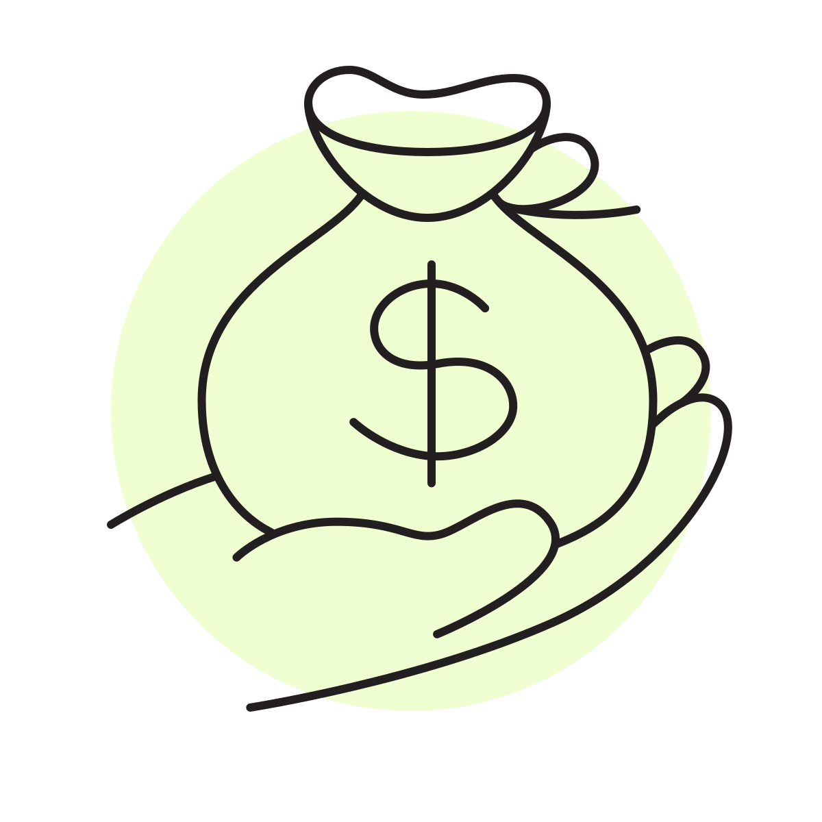 handsy style money bag icon