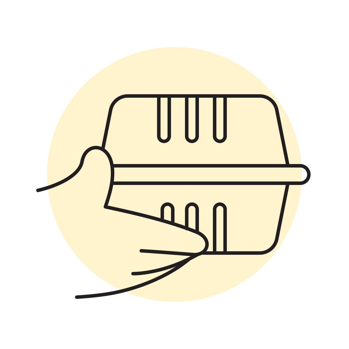 handsy style récipient alimentaire en plastique icon