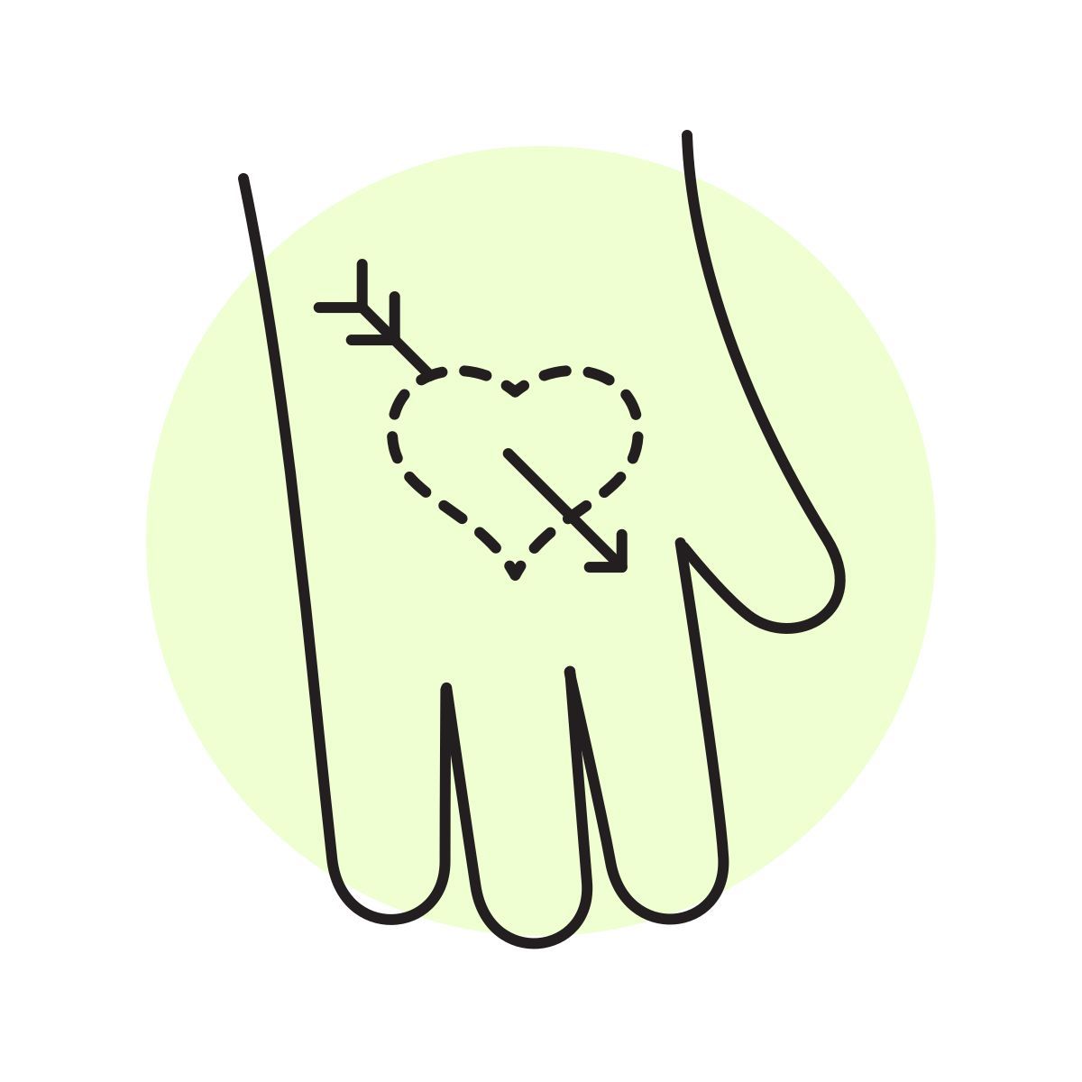 handsy style arrow through heart icon