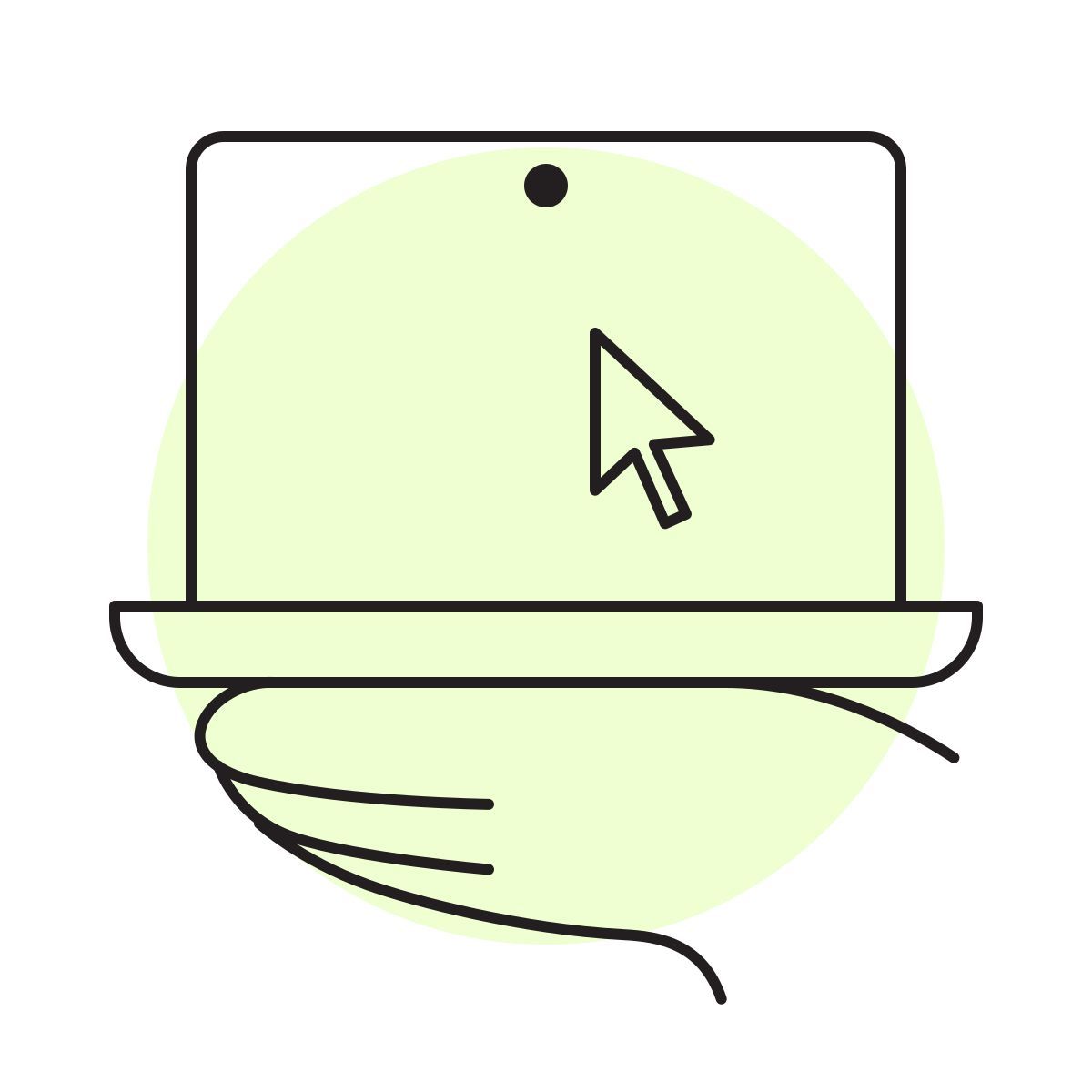 handsy style laptop with cursor icon