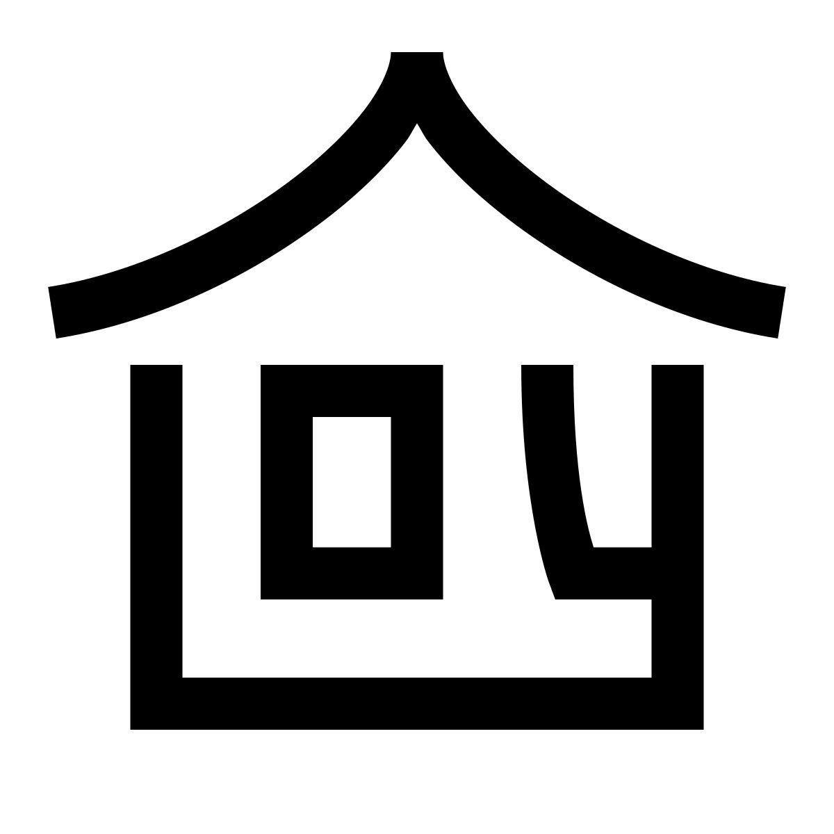 hieroglyphs style bungalow icon