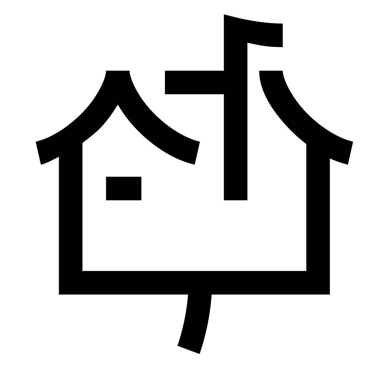 hieroglyphs style закрытый почтовый ящик, флаг поднят icon