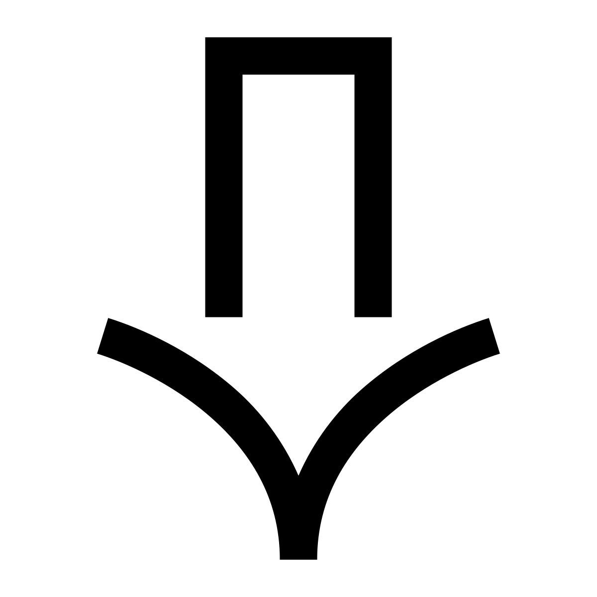 hieroglyphs 风格 指向下来的厚实的箭头 图标