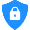 a blue shield with a lock