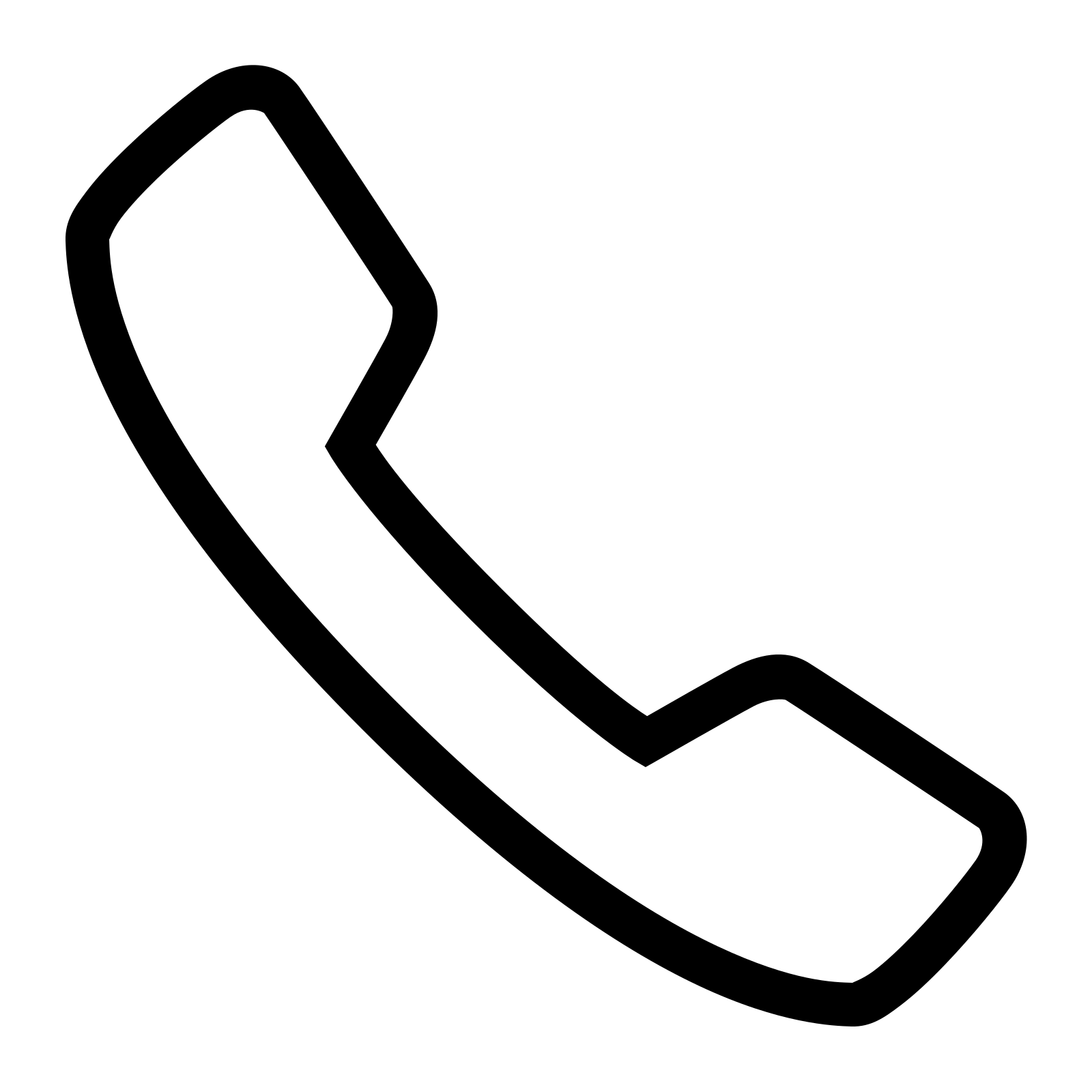 TÃ©lÃ©phone icon. The icon shows a telephone receiver that would seen in 90's model telephone. The icon of the phone receiver has a curving handle with rectangular receiver and mouth piece of equal size.