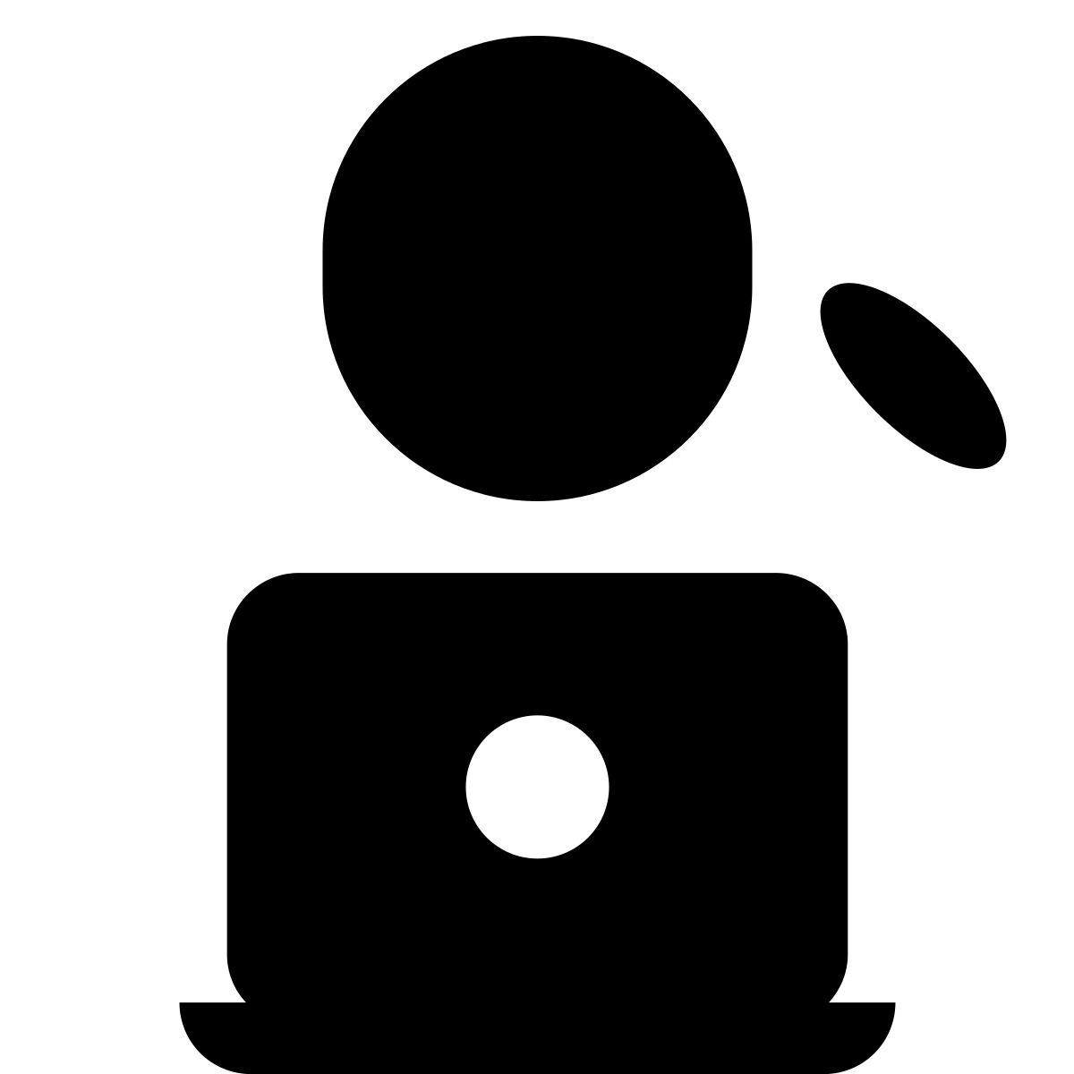 ios 17 glyph style mujer trabajando con una laptop icon