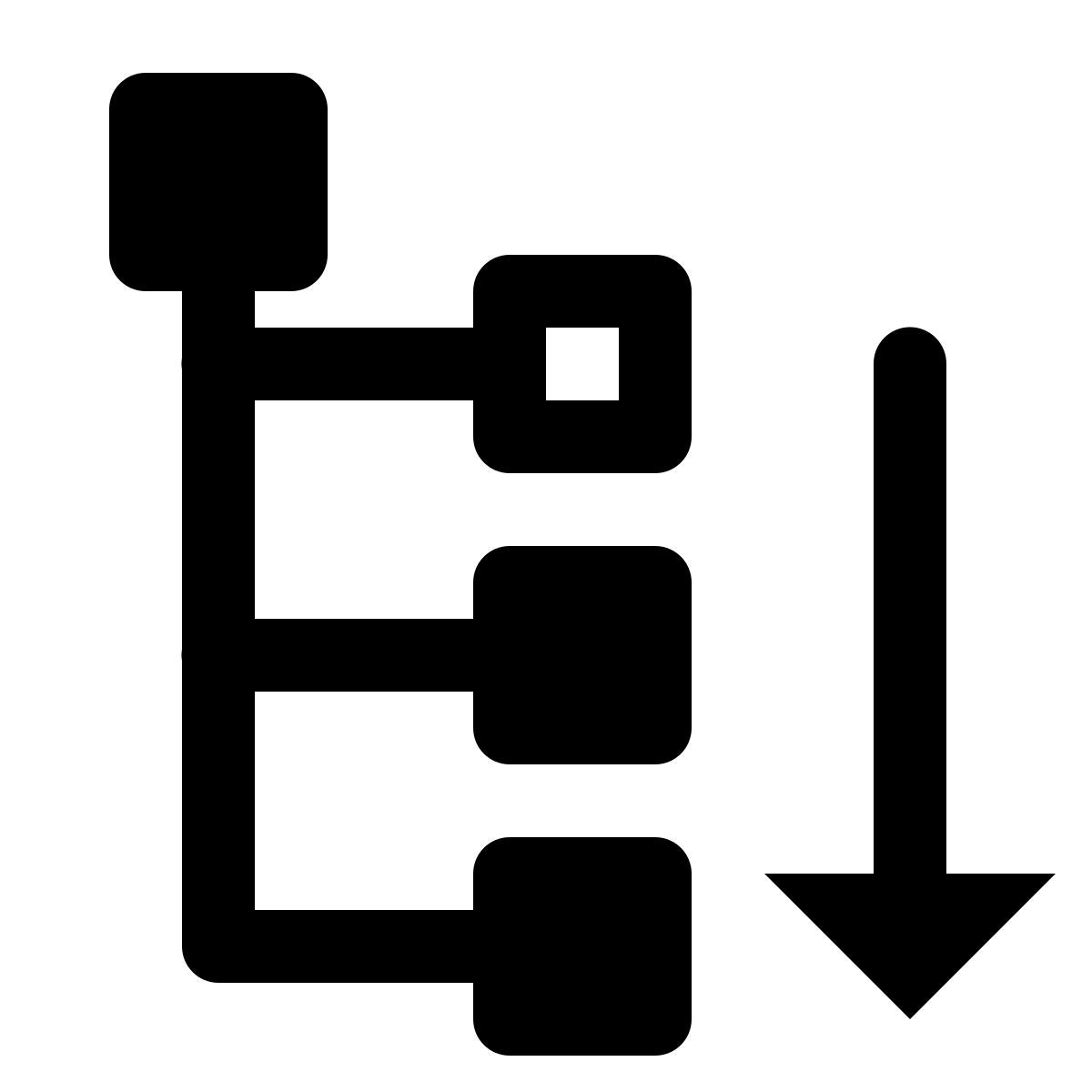 ios 17 glyph style 노드 아래로 이동 icon