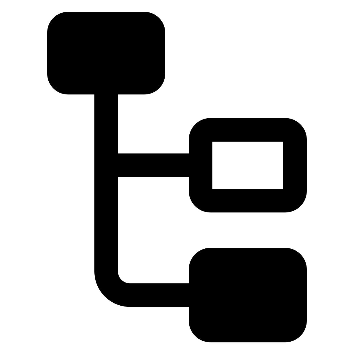 ios 17 glyph style 누적 된 조직도 강조 표시된 첫 번째 노드 icon