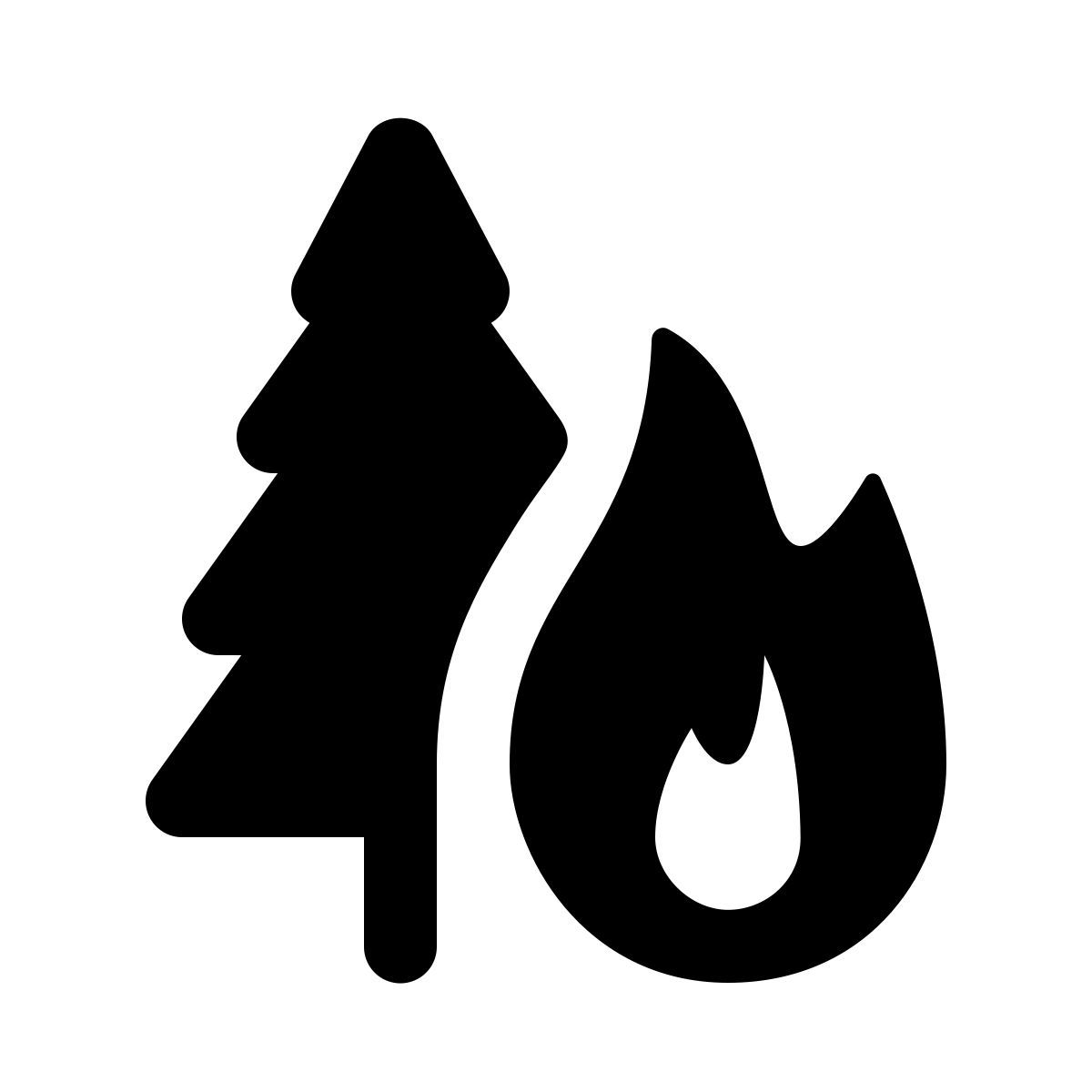 ios 17 glyph style incendio forestal icon