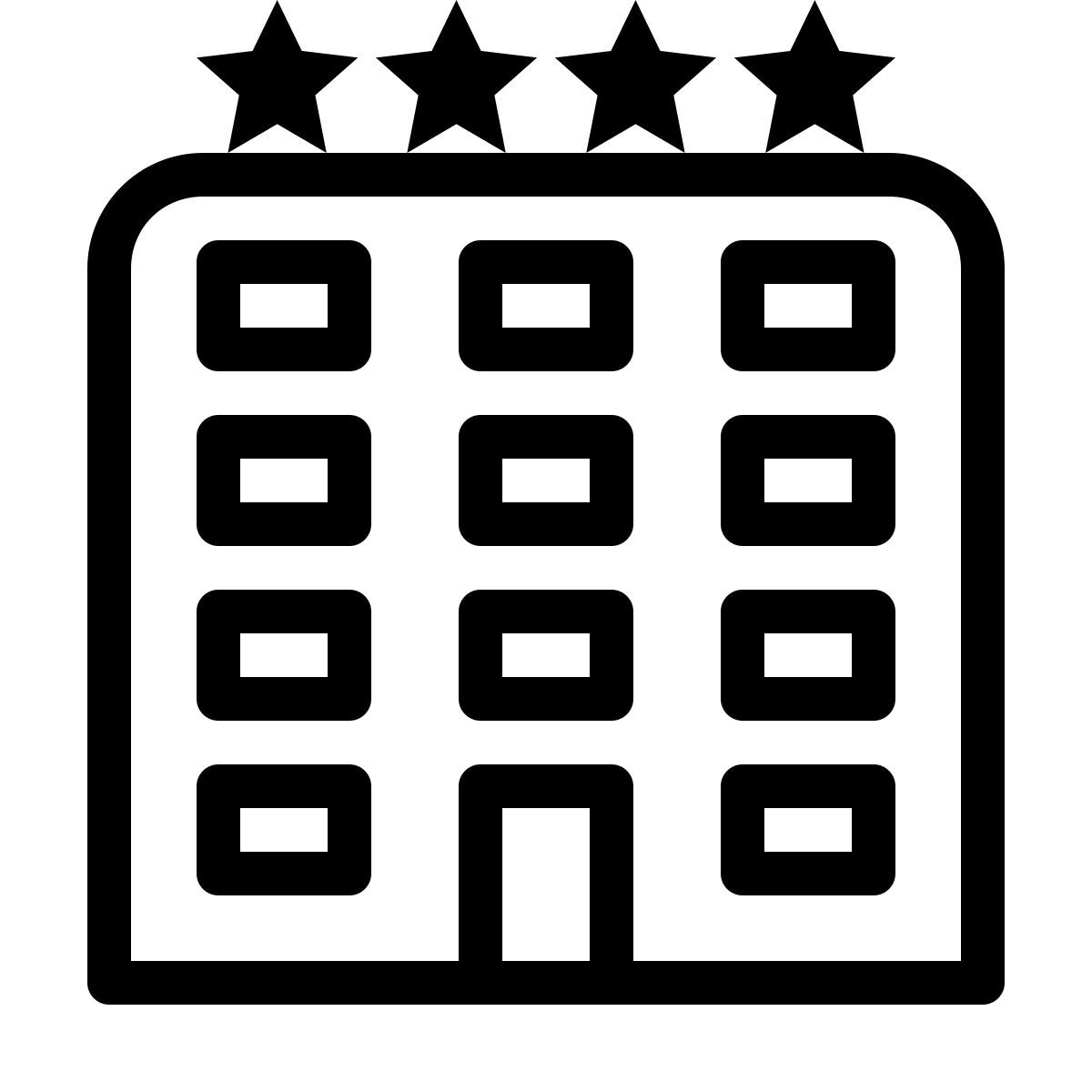 ios 17 outlined style hotel de 4 estrellas icon