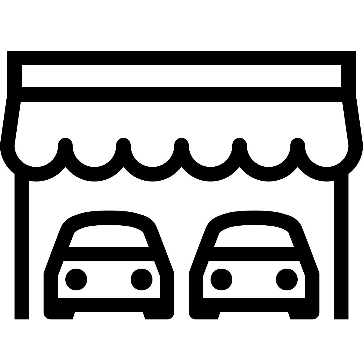 ios 17 outlined style edificio del concessionario d&#39;auto icon