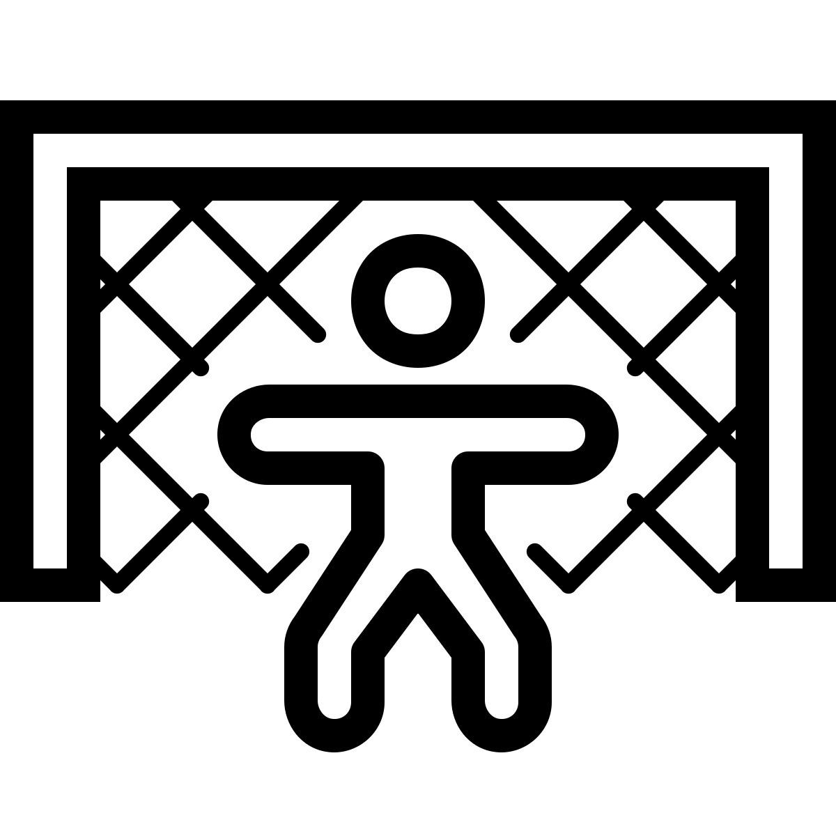 ios 17 outlined style goalkeeper with net icon