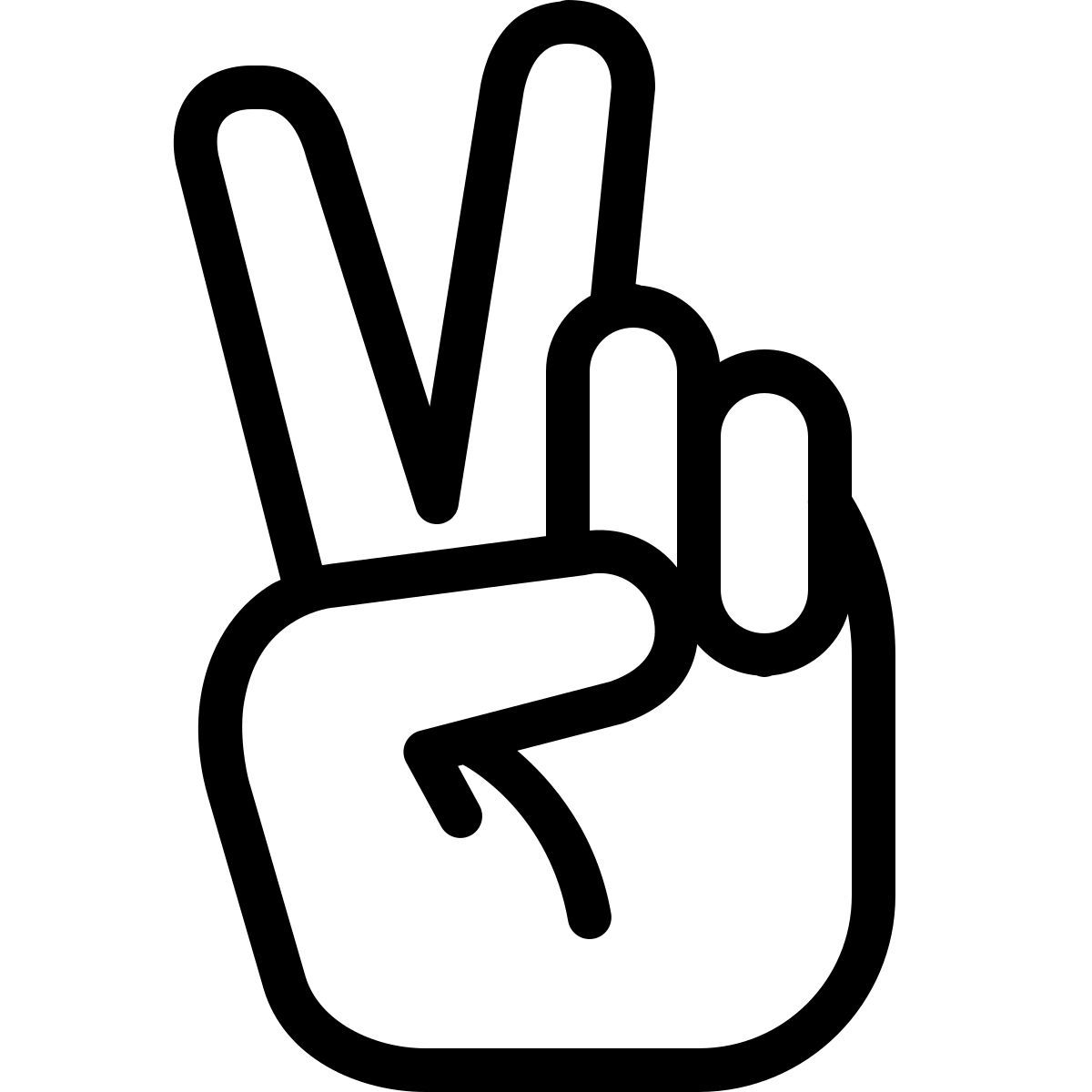 ios 17 outlined style hand peace icon