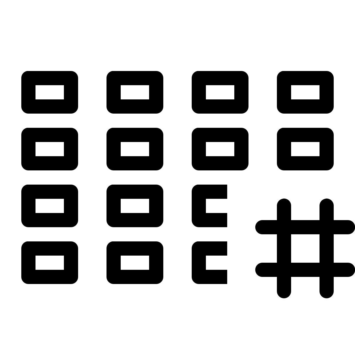 ios 17 outlined style 해시 태그 활동 그리드 icon