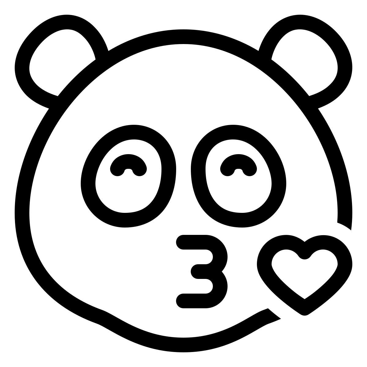 ios 17 outlined style kiss panda icon