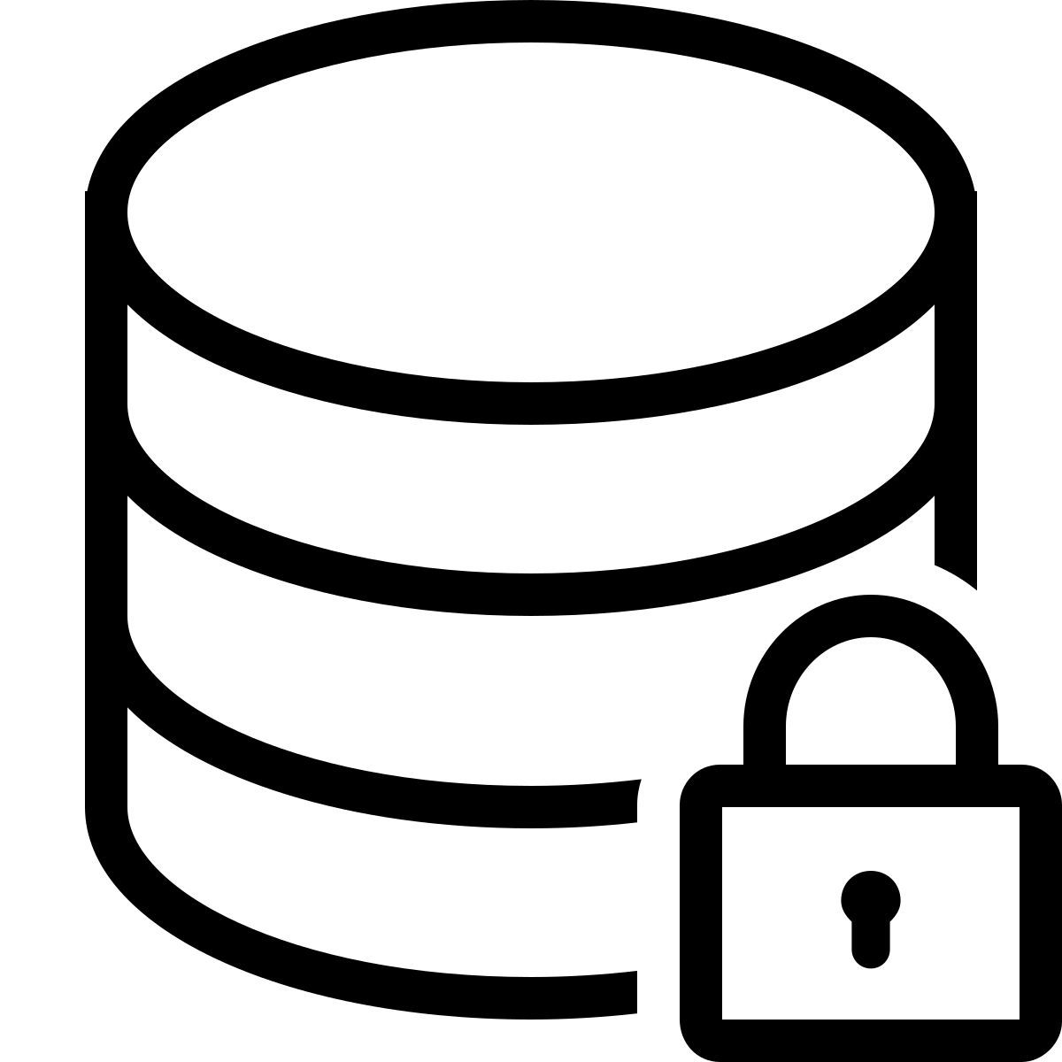 ios 17 outlined style bloquear banco de dados icon