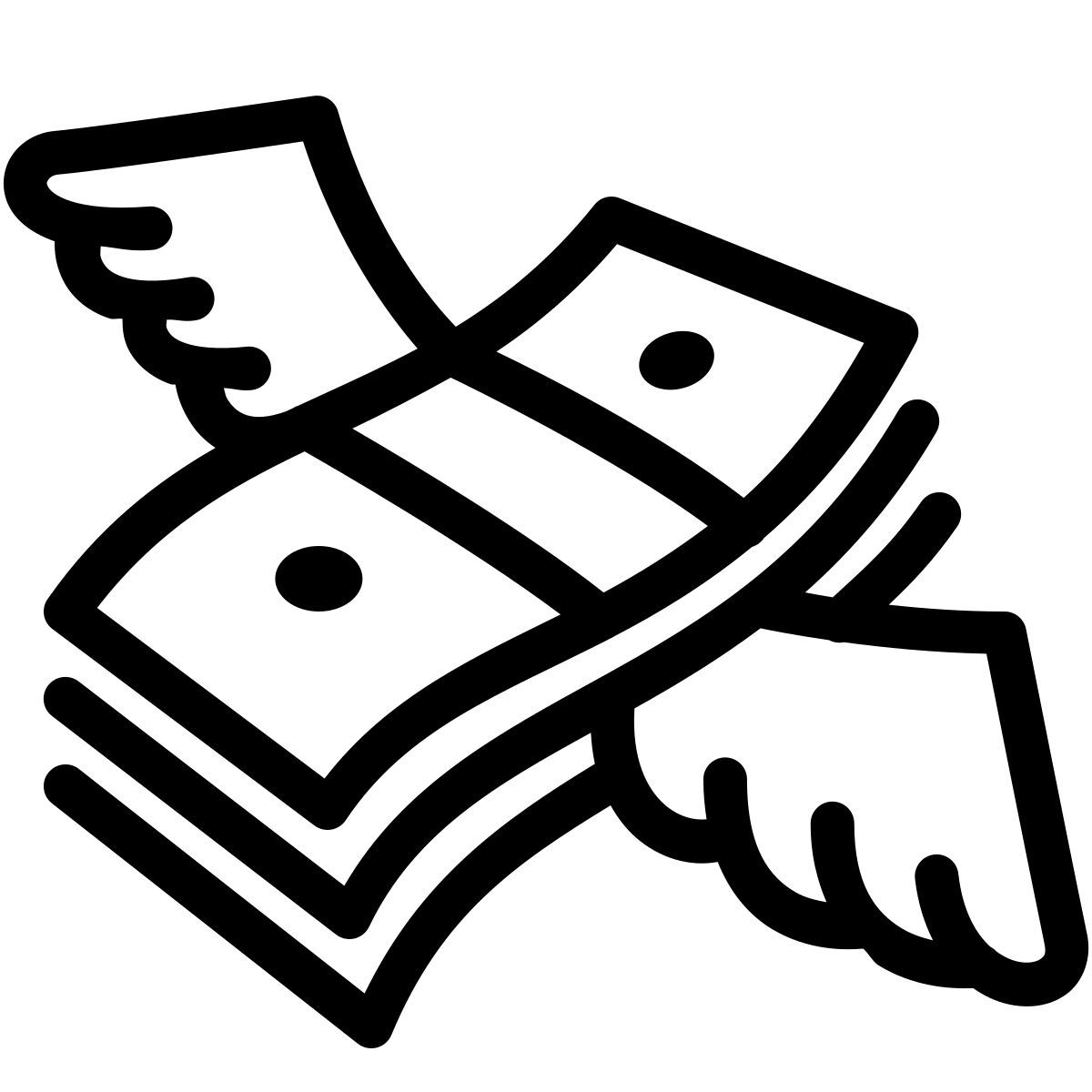 ios 17 outlined style dinero con alas icon