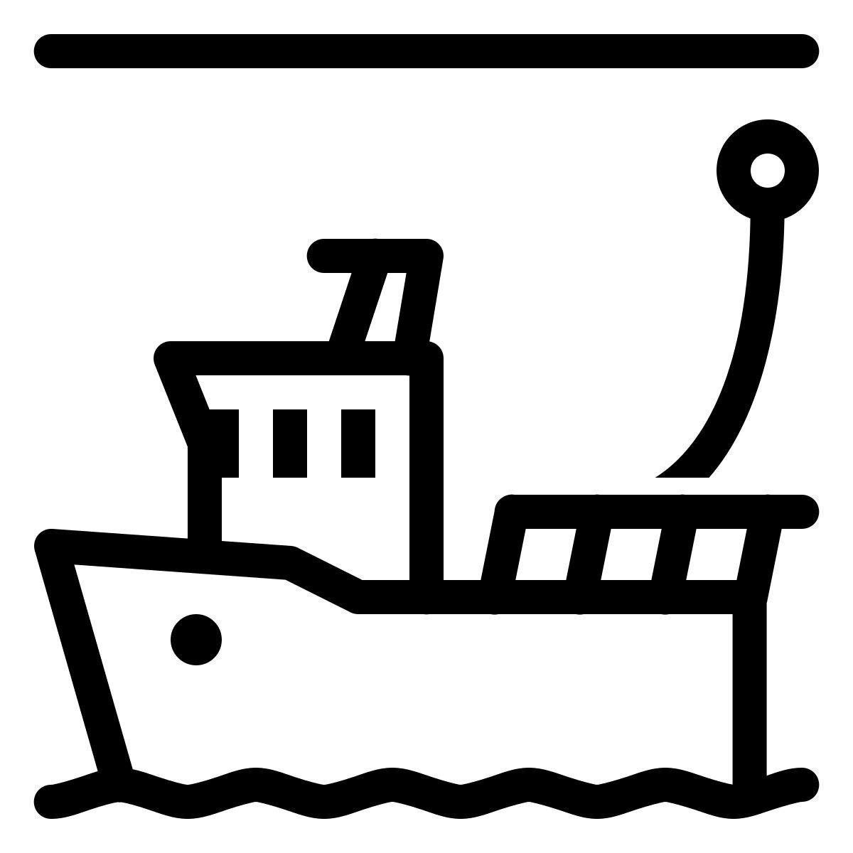 ios 17 outlined style moored boat icon