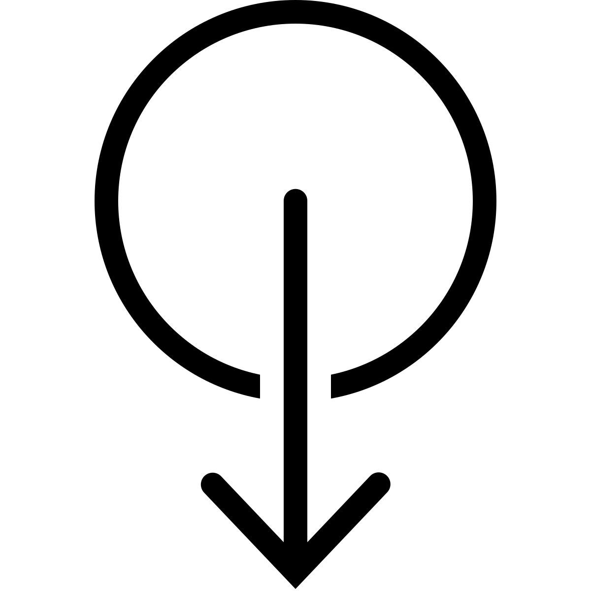 ios 17 outlined style 아래로 이동 icon